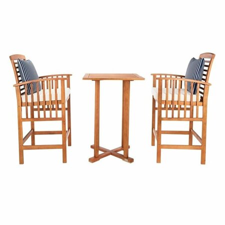 SAFAVIEH 39.8 in. Pate Bar Table Bistro Set Natural & Beige - 3 Piece PAT7043F